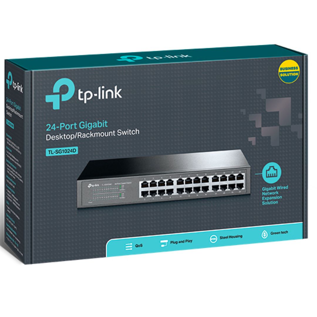TP-Link TL-SG1024D 24-Port Gigabit Desktop/Rackmount Unmanaged Switch energy-efficient Supports MAC Plug & play 48Gbps