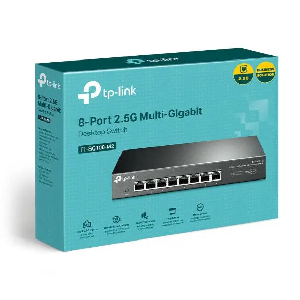 TP-Link TL-SG108-M2 8-Port 2.5G Desktop Switch Up To 40G Switching Capacity Connects NAS/Server WiFi 6 AP 4K Video Wall