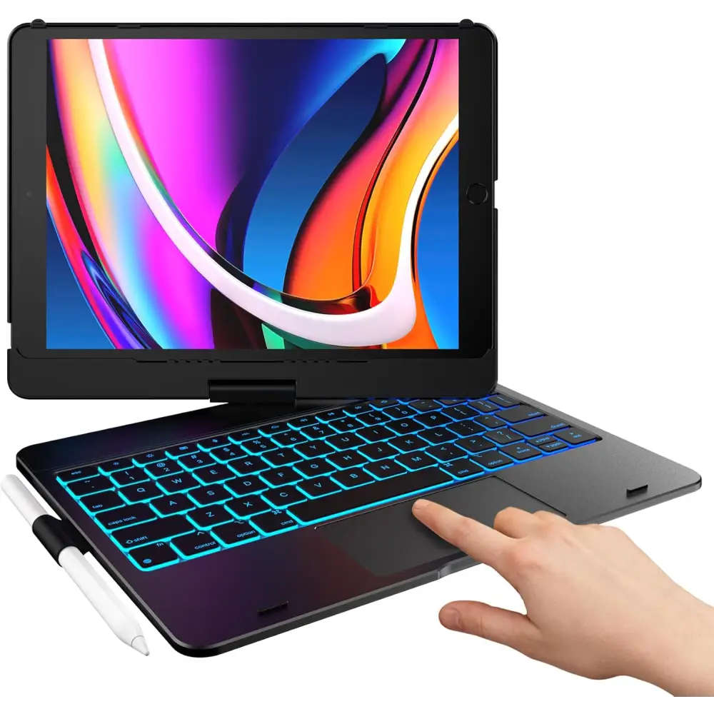 Typecase Touch for iPad 9th Generation Case with Keyboard (10.2’’ 2021),Multi-touch Trackpad,10 Color Backlight 360°