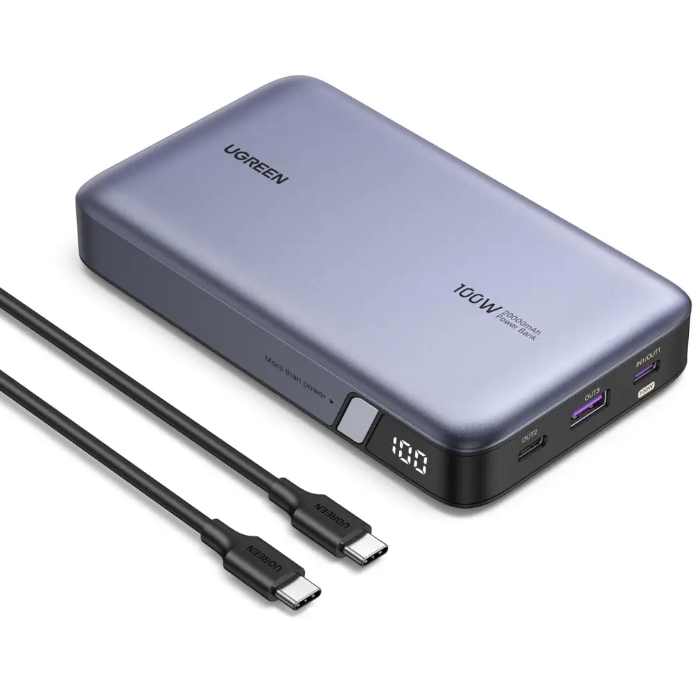 UGREEN 100W Bank 20000mAh Battery Pack USB C 3-Port PD3.0 Nexode Portable Charger Digital Display Powerbank for MacBook