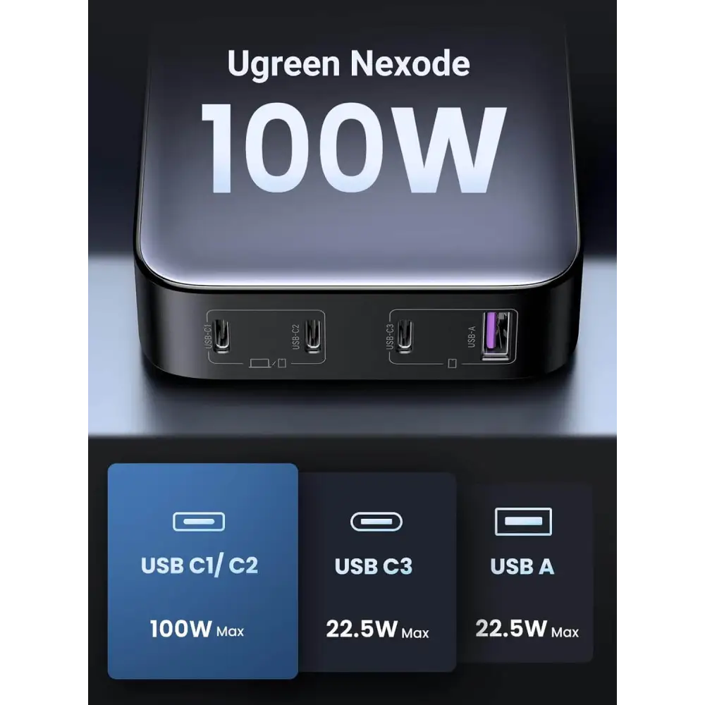 UGREEN 100W USB C Charger Nexode 4 Ports Charging Station Fast GaN II Compatible with MacBook Pro Dell XPS 15 iPhone