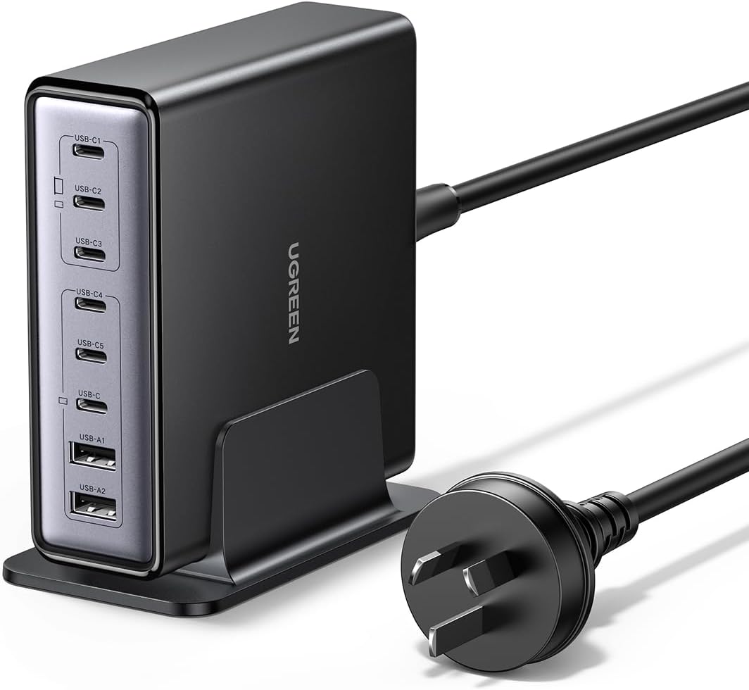 UGREEN 200W USB C Charger Nexode 8 Ports Charging Station Laptop GaN II Power Adapter 100W Fast Charge Block