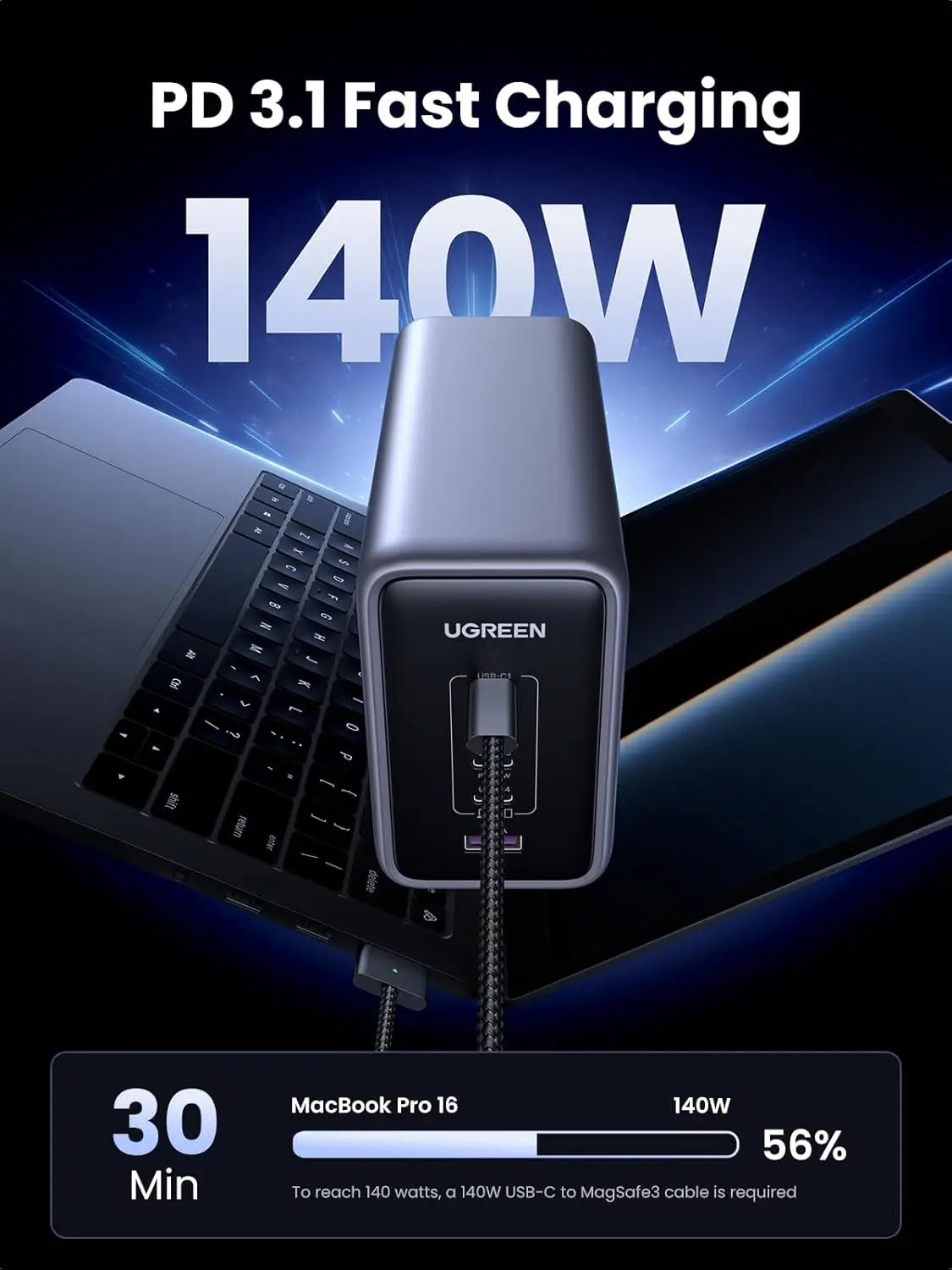 UGREEN 300W USB C Charger Nexode 5 Ports GaN III PD 3.1 Laptop Charging Station 140W Fast Charge Block for MacBook