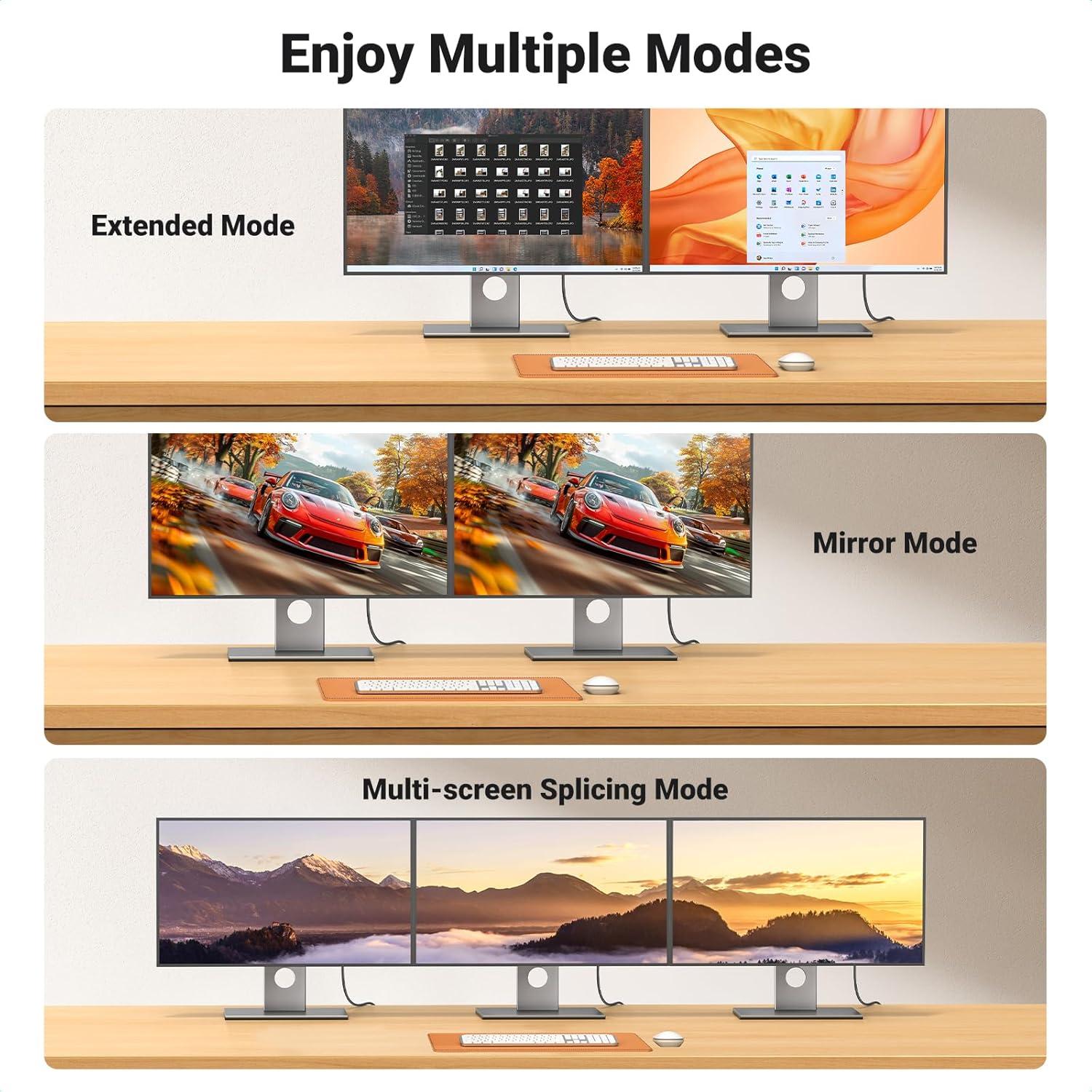 UGREEN 4K Displayport to HDMI Uni-Directional Cable 2M Braided Aluminium Male for Gaming on Multi-Screen Compatible