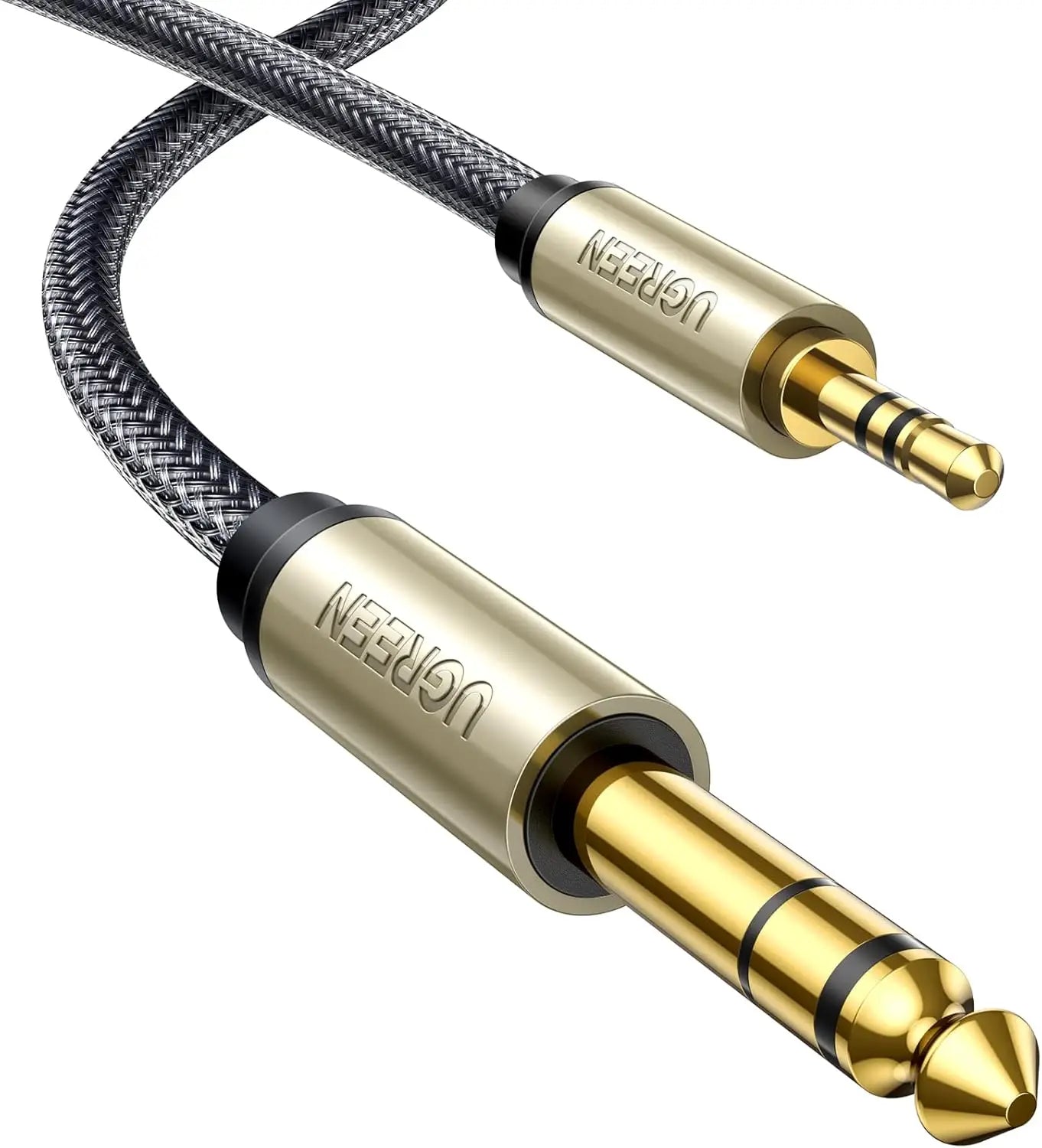 UGREEN 6.35mm 1/4’’ Male to 3.5mm 1/8’’ TRS Stereo Audio Cable with Zinc Alloy Housing and Nylon Braid Compatible