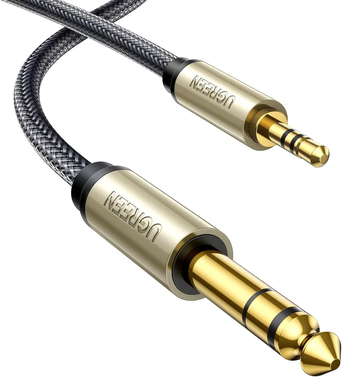 UGREEN 6.35mm 1/4’’ Male to 3.5mm 1/8’’ TRS Stereo Audio Cable with Zinc Alloy Housing and Nylon Braid Compatible
