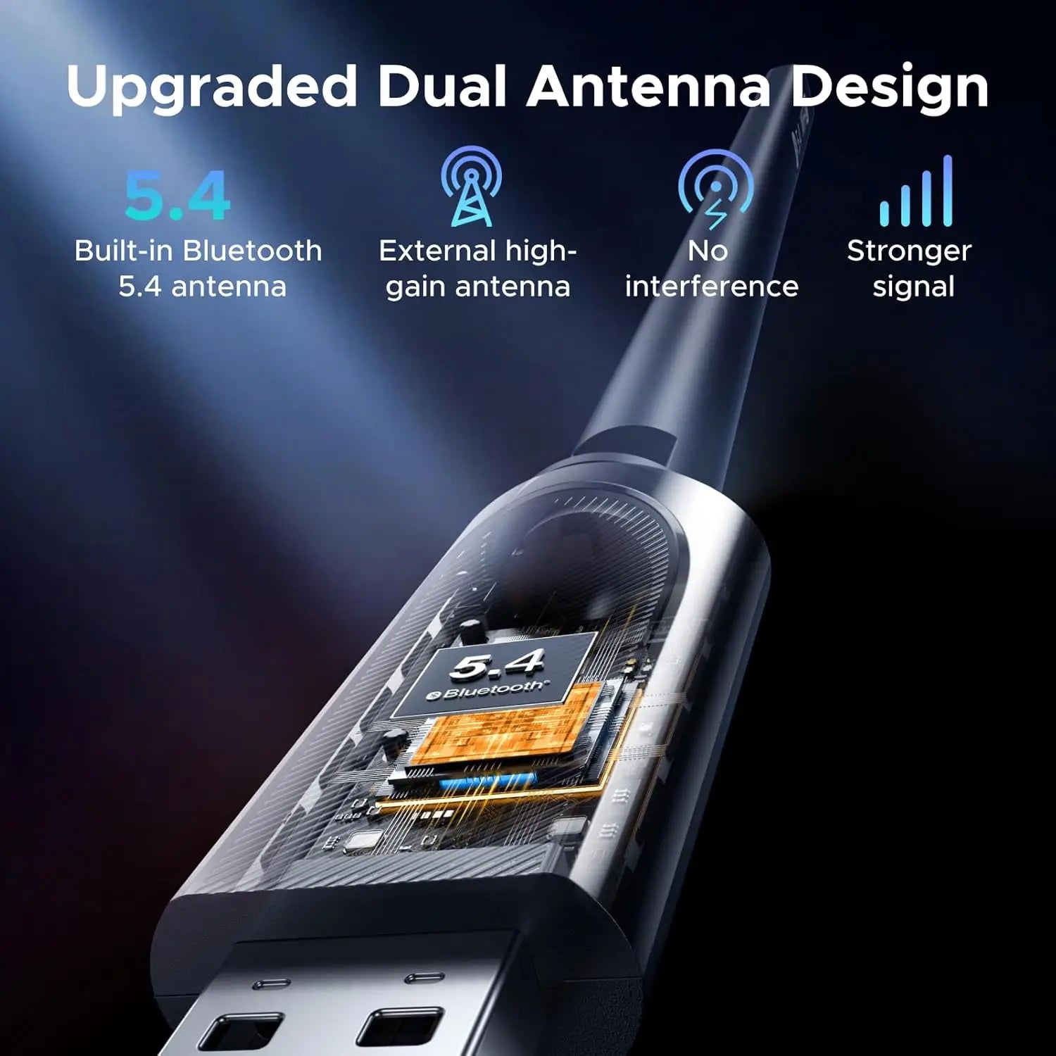 UGREEN AX900 + Bluetooth 5.4 USB WiFi Adapter Dongle for Desktop PC with 5GHz/2.4GHz Dual Band 6dBi High Gain Antenna
