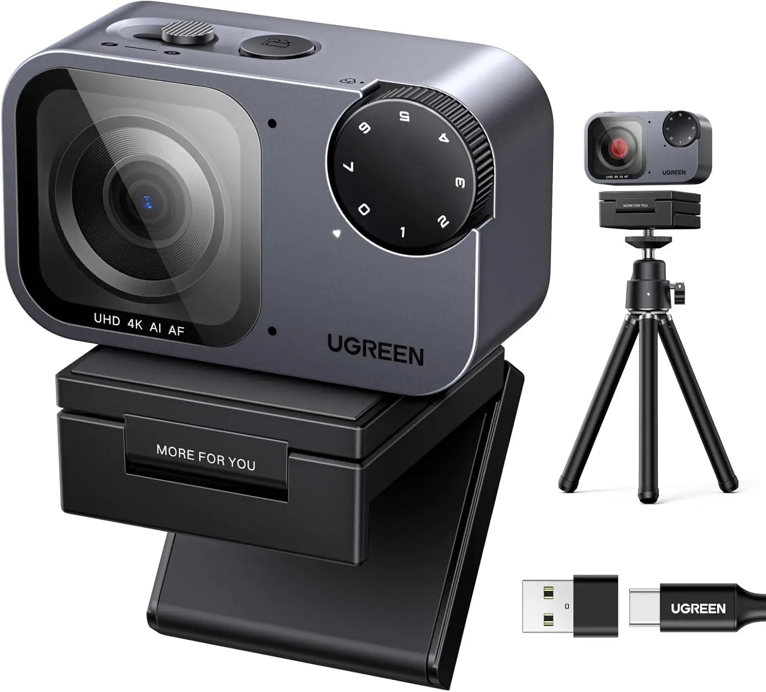UGREEN FineCam Pro 4K Webcam for PC with 7 Filters Switching 1/2’’ Sensor Auto Framing Face AE AI Noise-Canceling Mic