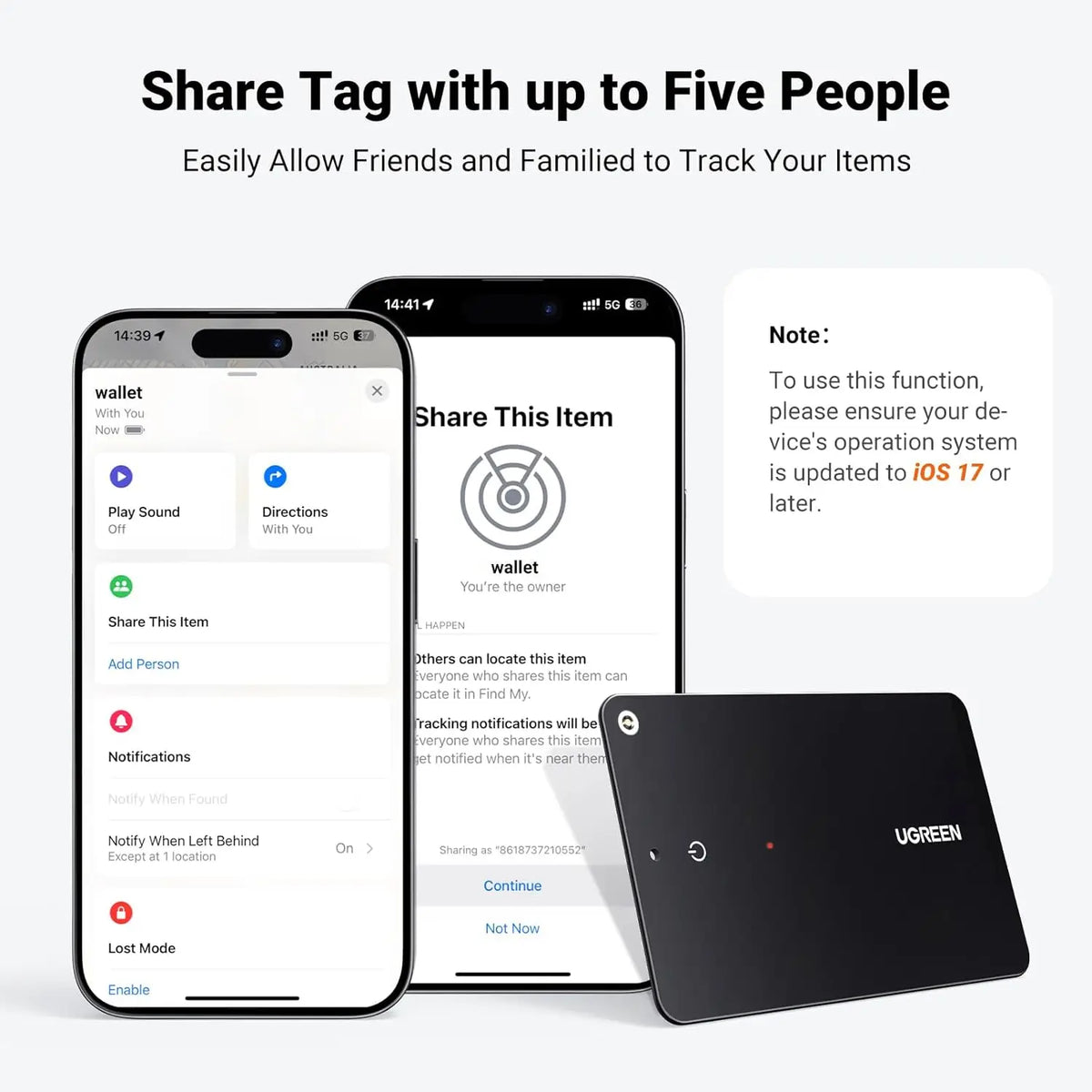UGREEN FineTrack Slim Rechargeable Bluetooth Finder for Apple Find My | 1.7mm Ultra-Slim Wallet IP68 Waterproof Tracker