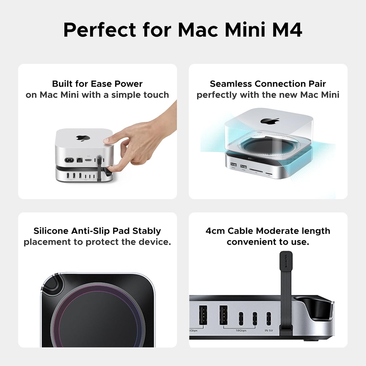 UGREEN Mac mini M4 Dock 11-in-1 USB C Hub with 8TB M.2 NVMe Enclosure 10Gbps 5X USB-A and 2X Type Data Ports SD/TF Card