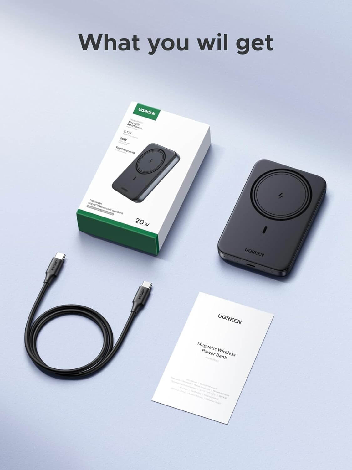 UGREEN Magsafe Power Bank 10000mAh Wireless Portable Charger 20W PD Fast Charging Magnetic Battery Pack Powerbank