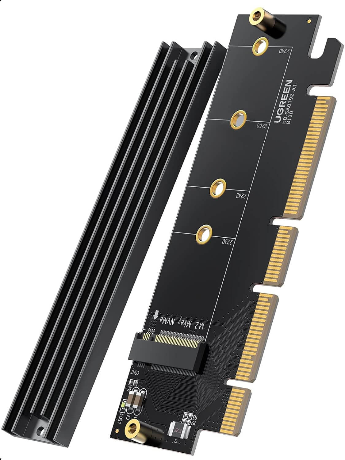 UGREEN NVMe PCIe Adapter M.2 SSD to PCIe 4.0 X16/X8/X4 Card with Heat Sink M.2 PCIe Adapter for M-Key and M&B-Key NVMe