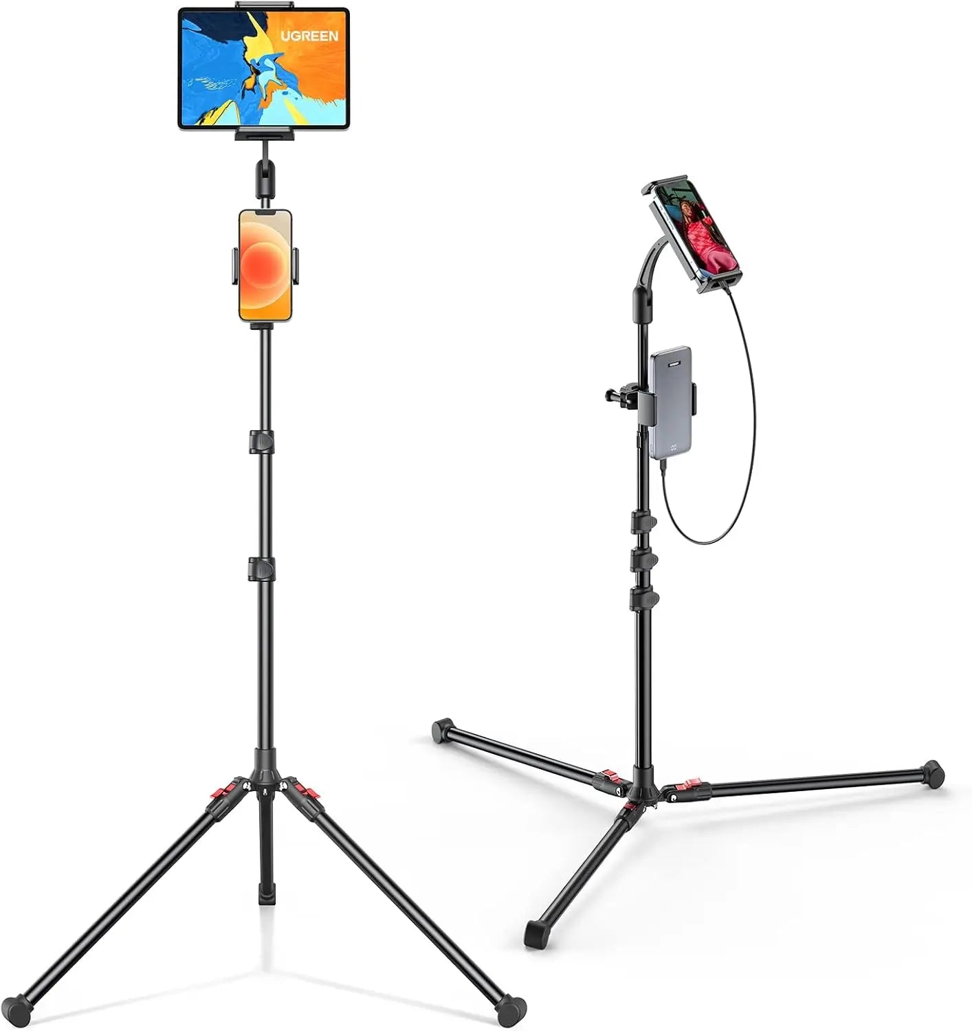 UGREEN Tablet Tripod Stand Floor Holder Mount 68-Inch Height Adjustable Compatible with iPad Pro 12.9 Air Mini 6 5 4 3