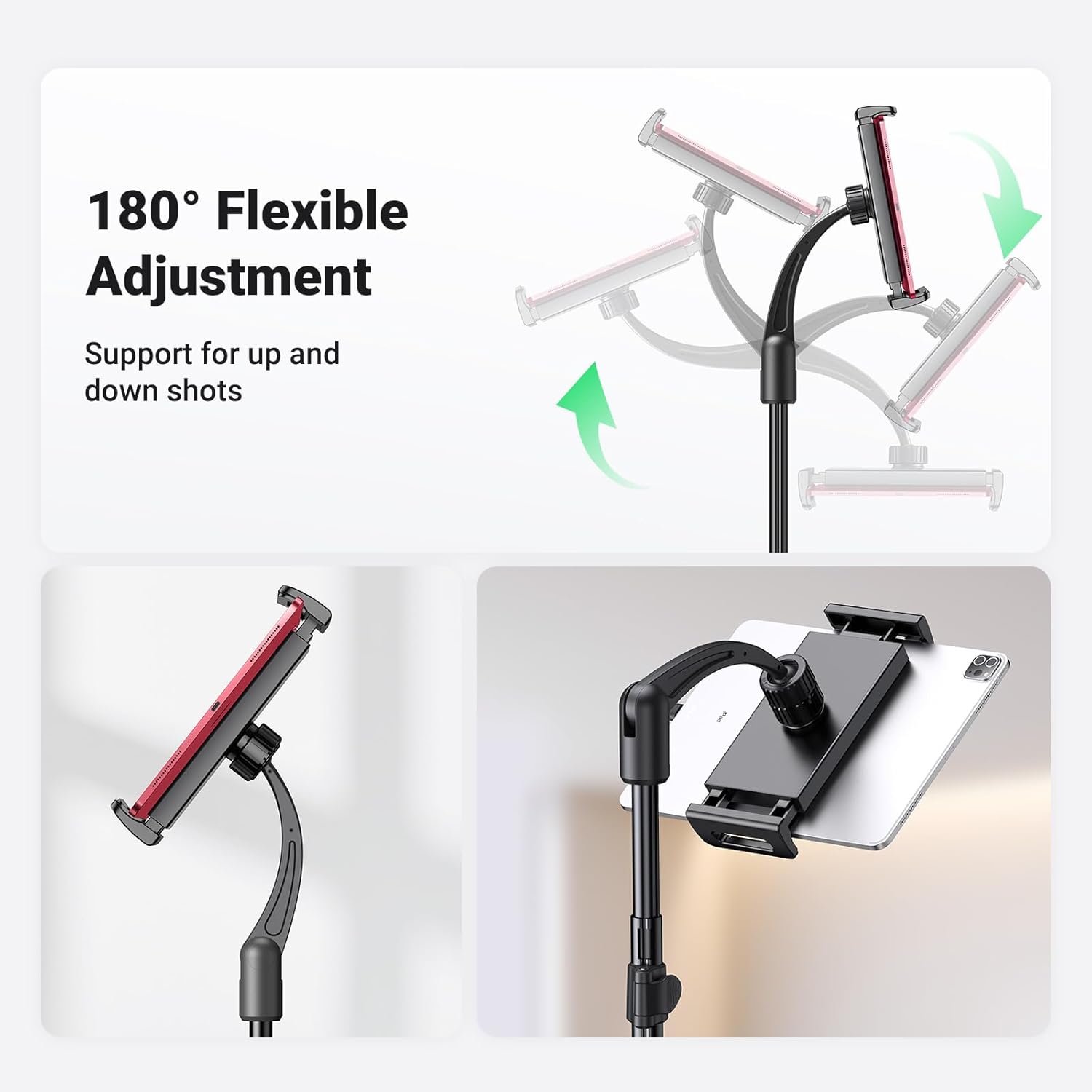 UGREEN Tablet Tripod Stand Floor Holder Mount 68-Inch Height Adjustable Compatible with iPad Pro 12.9 Air Mini 6 5 4 3