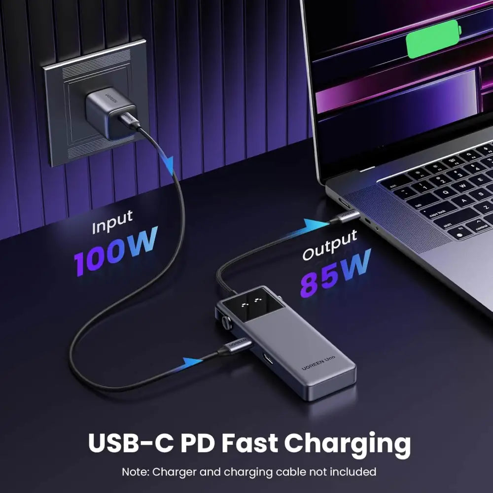 UGREEN Uno USB C Hub 6-in-1 Type Adapter with 4K@60Hz HDMI Display 100W Delivery 10Gbps 2 C& A Data Ports for M2/M3