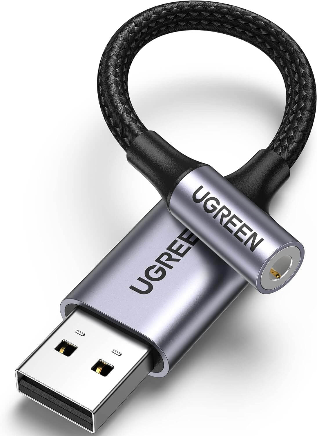 UGREEN USB to 3.5mm Audio Jack USB A Sound Card Adapter Support Mic TRRS Headphone DAC Chip USB to Aux Nylon Braided