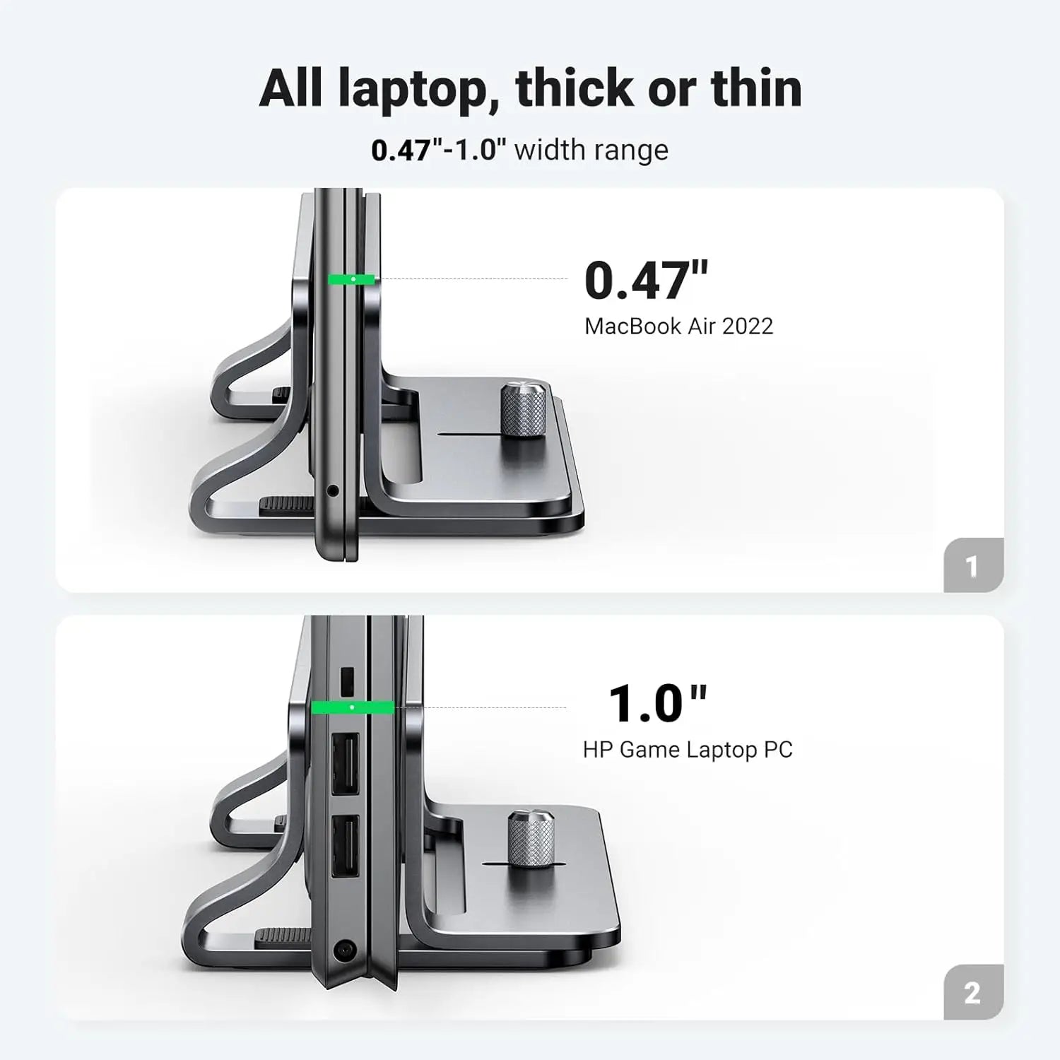 UGREEN Vertical Laptop Stand Holder for Desk Adjustable Aluminum Dock Compatible with MacBook Surface Book Chromebook