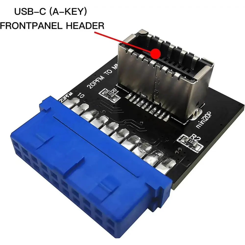 USB 3.0 (3.1 Gen 2) Internal (19-Pin) Header to 3.1/3.2 Type-C (20-Pin) A-Key Front Panel Adapter