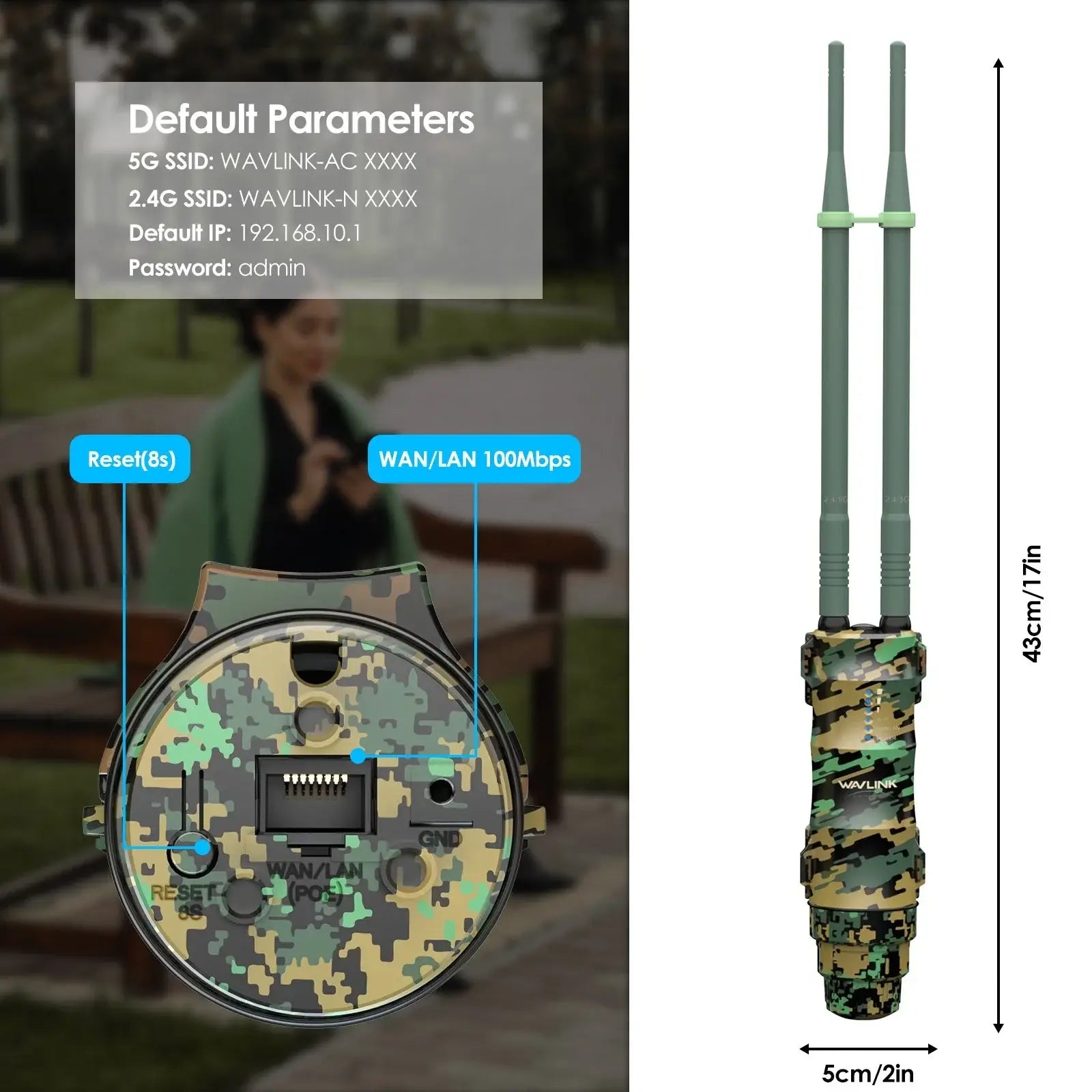 WAVLINK 1200Mbps Outdoor WiFi Extender Yard Router Repeater Long Range with POE