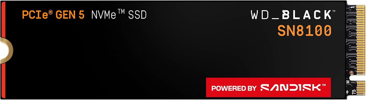 WD_Black 1TB SN8100 NVMe SSD Internal Solid State Drive - Gen 5 PCIe 5.0x4 M.2 2280 Seq. Read Speeds Up to 14,900 MB/s