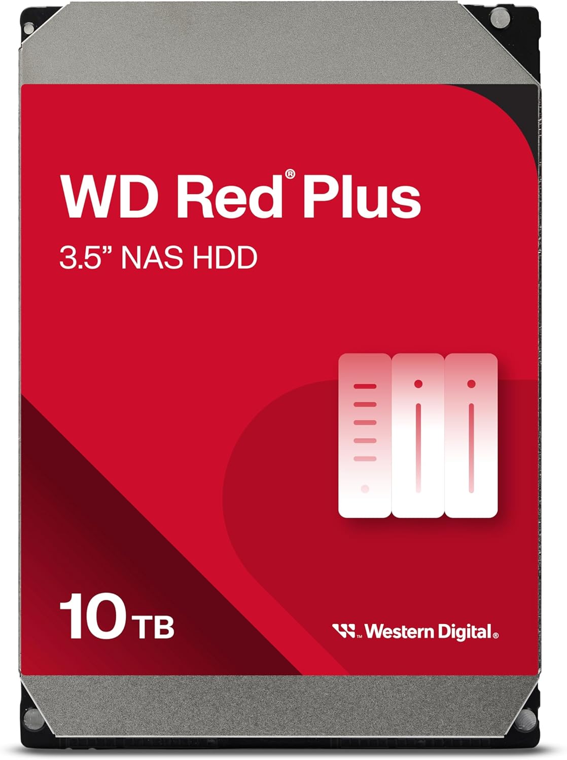 Western Digital 10TB WD Red Plus NAS Internal Hard Drive HDD - 7200 RPM SATA 6 GB/s CMR 512 MB Cache 3.5’’ - WD100EFGX