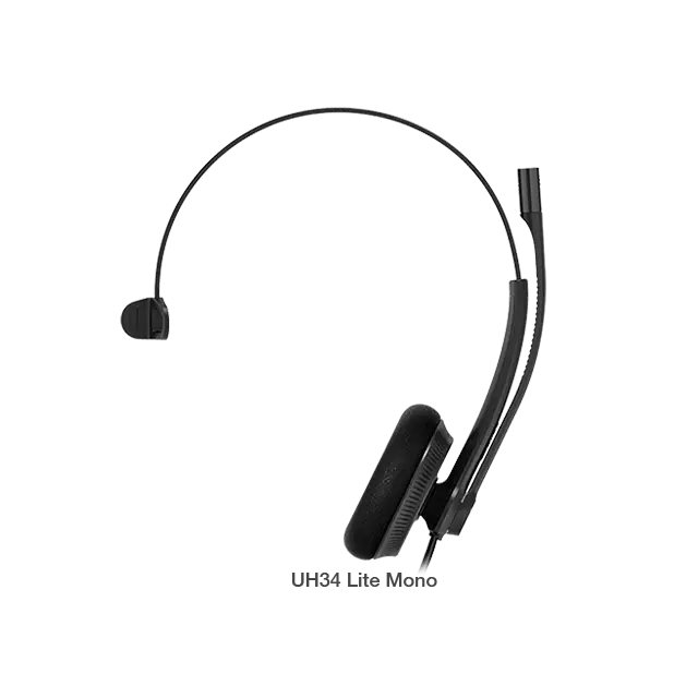 Yealink UH34 Lite Mono Teams USB Headset Lightweight All Day Wearing Comfort Ear Wideband Noise Cancelling Microphone