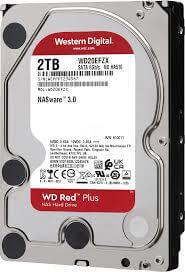 Western Digital 2TB WD Red Plus NAS Hard Drive 3.5-Inch -Transfer Rate up to 215MB/s -5640 RPM -Cache Size 512MB -3-Year Limited Warranty WD20EFPX