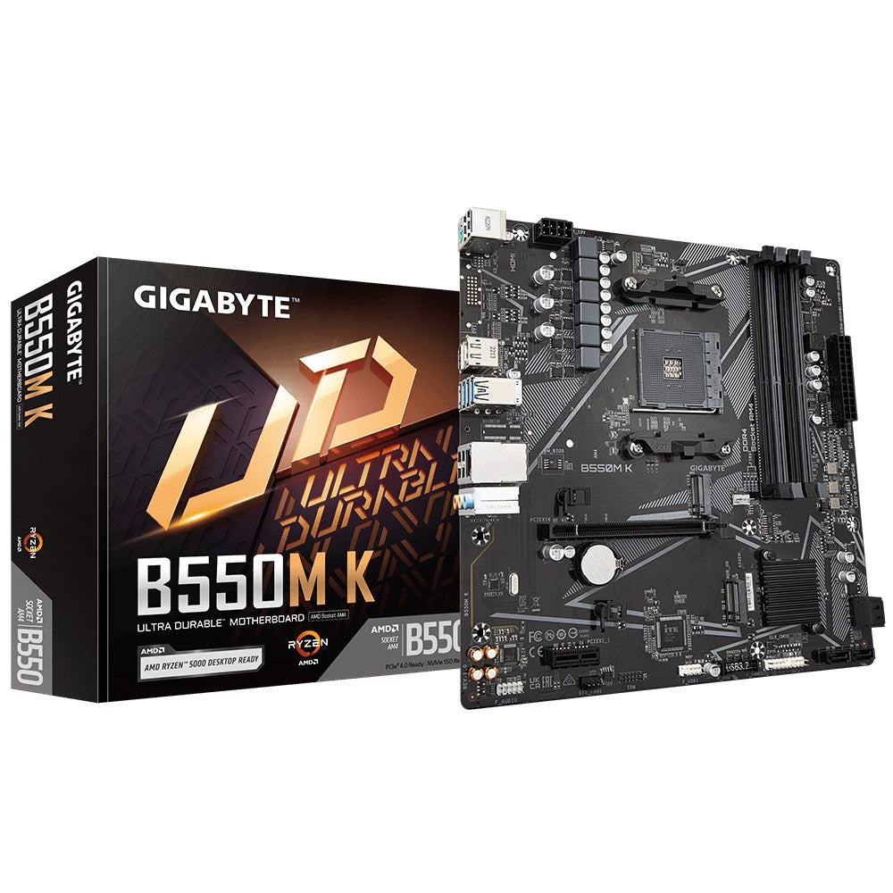 Gigabyte MBG-B550mk AMD AM4 M-ATX Motherboard 4X DDR4~128GB,1x PCIE X16, 1 X PCIE X1, 2x M.2, 4x SATA, 4x USB 3.2, 4x USB 2.0
