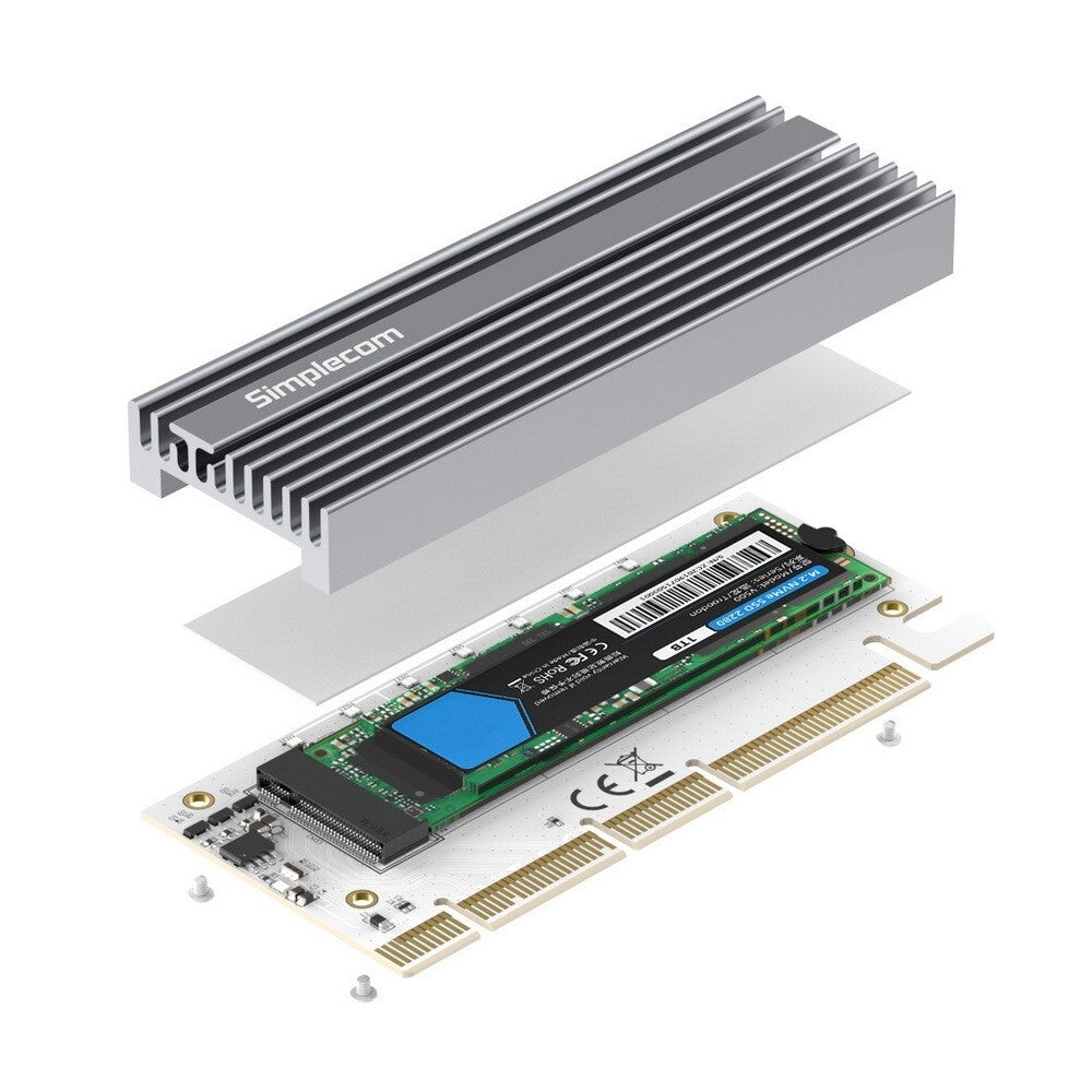 SIMPLECOM EC415 NVME M.2 SSD TO PCIE X4 X8 X16 RGB EXPANSION CARD WITH ALUMINIUM HEAT SINK