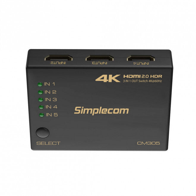 SIMPLECOM CM305 ULTRA HD 5 WAY HDMI SWITCH 5 IN 1 OUT SPLITTER 4K@60HZ