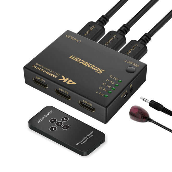 Simplecom CM305 Ultra HD 5 Way HDMI Switch 5 in 1 Out Splitter 4k@60hzconsumables