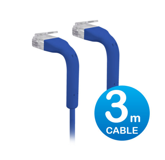 UniFi Patch Cable 3m Blue, Both End Bendable to 90 Degree, RJ45 Ethernet Cable, Cat6, Ultra-Thin 3mm Diameter U-Cable-Patch-3m-RJ45-BL