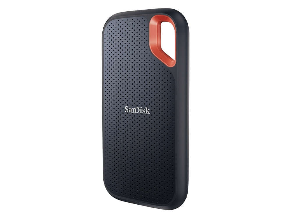 SanDisk Extreme 500GB Type-C Portable SSD with durable black design and orange accents.