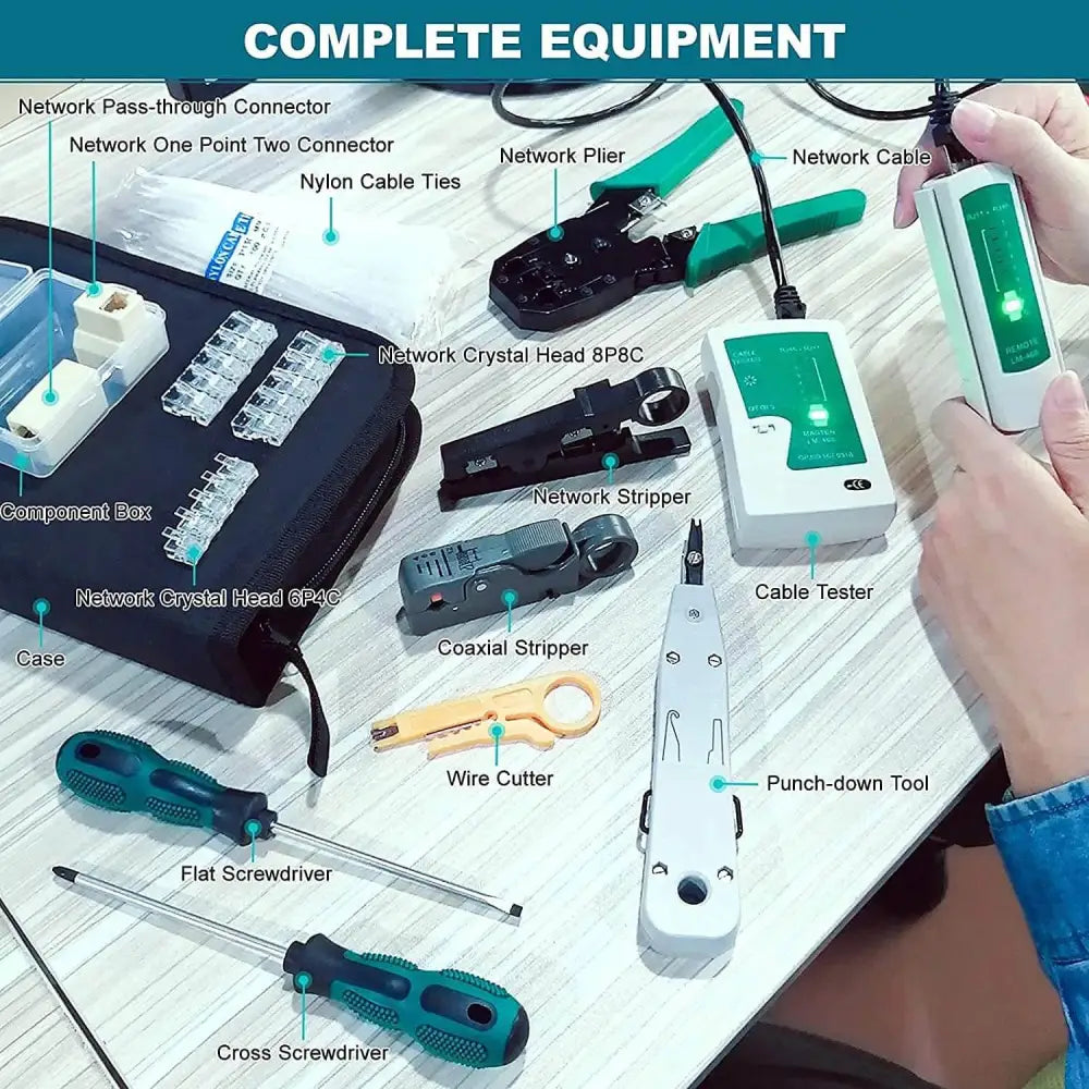 18 in 1 Network Repair Tools Professional Cable Tester Kit Maintenance for RJ11 / 12/45 Crimper Tool with 17 Connectors