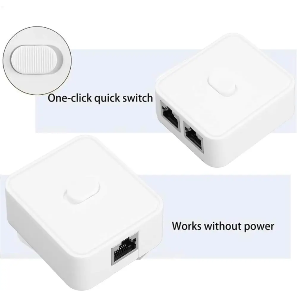 2 Port Gigabit Network Switch RJ45 Ethernet Splitter Selector Box 10/100/1000Mbps in 1 Out PoE Extender Adapter
