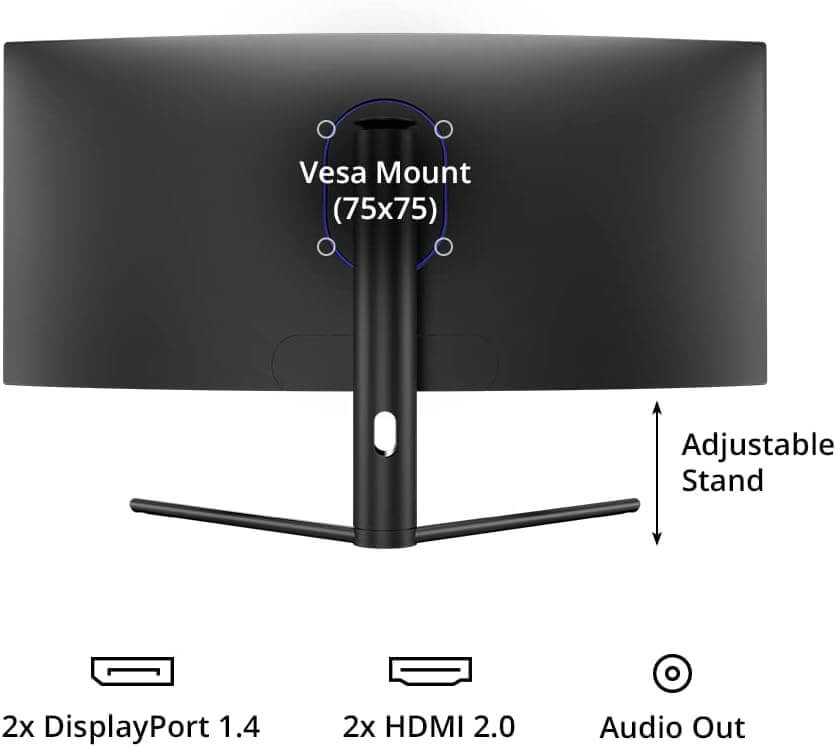 PRISM+ XQ340 PRO 34" QLED 165Hz 1ms Curved Ultrawide WQHD [3440 x 1440] Adaptive Sync Gaming Monitor