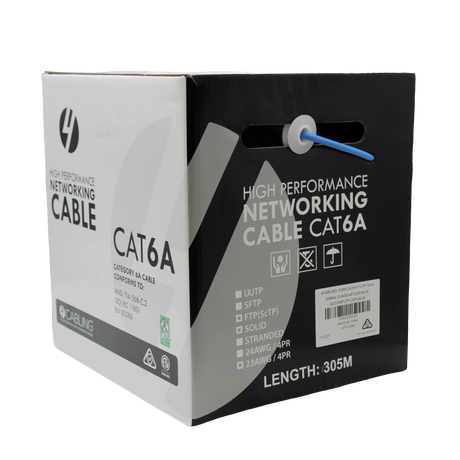 4C | Cat 6A F/UTP LSZH Cable Roll 305m: 23AWGx4P | Supplied on Plastic Reel - BLUE