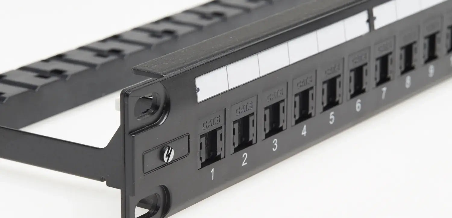 4Cabling 1RU 24 Port Shuttered CAT6 Universal Termination Rack Mount Patch Panel