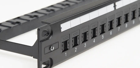 4Cabling 1RU 24 Port Shuttered CAT6 Universal Termination Rack Mount Patch Panel