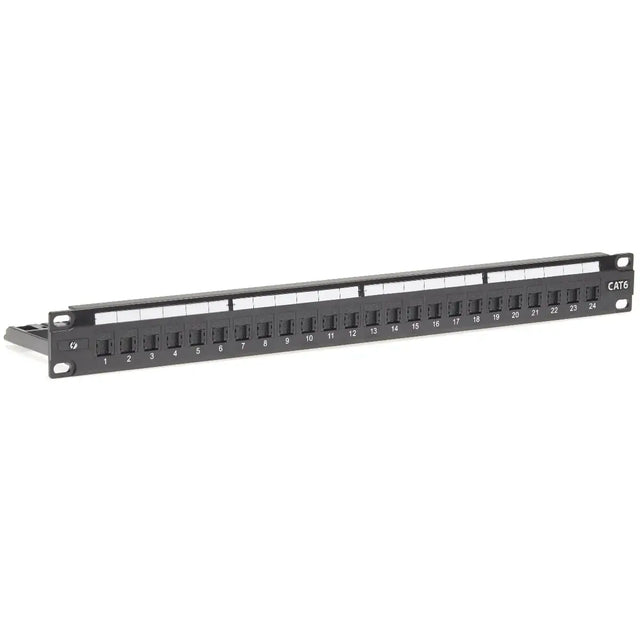 4Cabling 1RU 24 Port Shuttered CAT6 Universal Termination Rack Mount Patch Panel