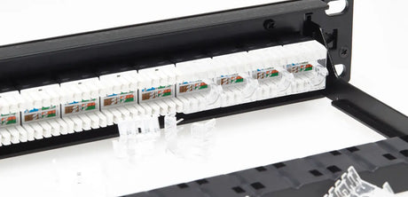 4Cabling 1RU 24 Port Shuttered CAT6 Universal Termination Rack Mount Patch Panel