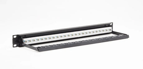4Cabling 1RU 24 Port Shuttered CAT6 Universal Termination Rack Mount Patch Panel