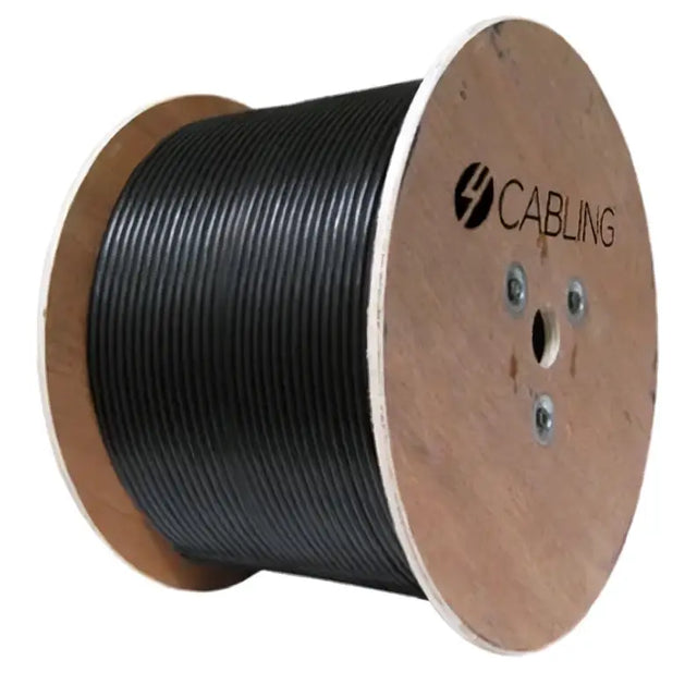 4Cabling CAT6 UTP LAN Outdoor UV Stabilised Cable on a Reel | 305m Roll Black