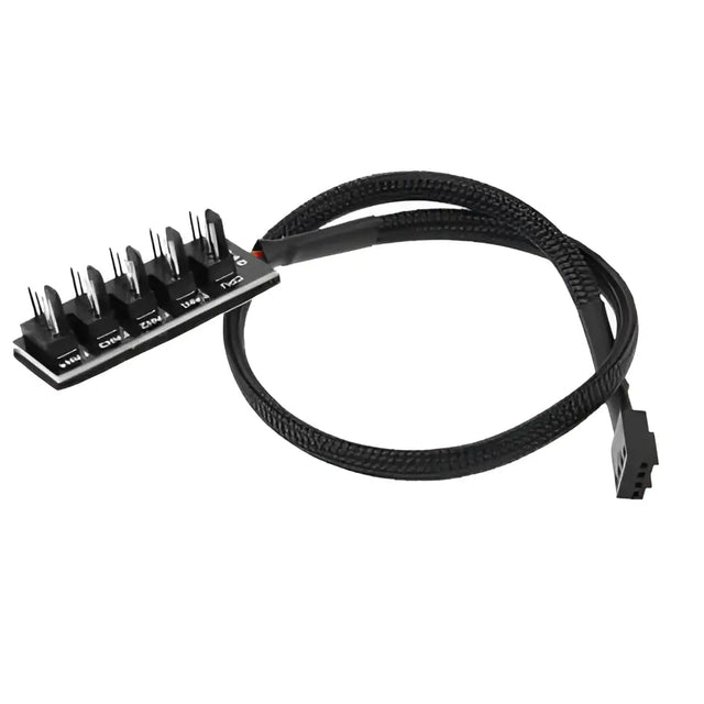 5 Way PWM Splitter Hub 4pin CPU Computer Fan Black Sleeved