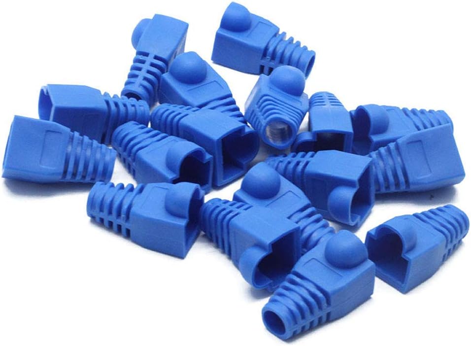 50Pcs Blue RJ45 CAT5 CAT5E CAT6 Ethernet Network Cable Connector Cover Strain Relief Boots