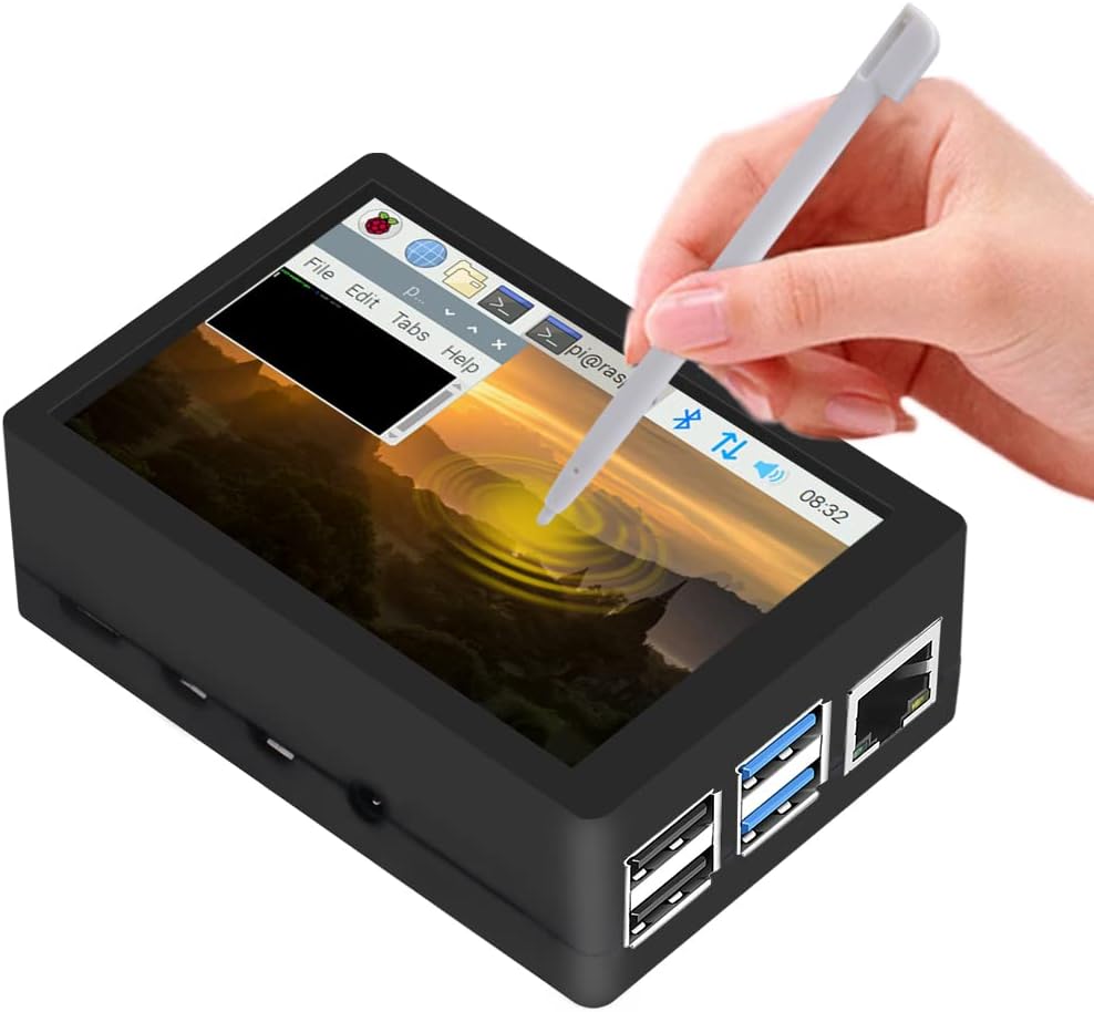 PC Mart TFT 3.5 inch Touch Screen with Case, Raspberry Pi Fan and Heatsinks, 320x480 Resolution LCD Display for Raspberry Pi 4 Model B