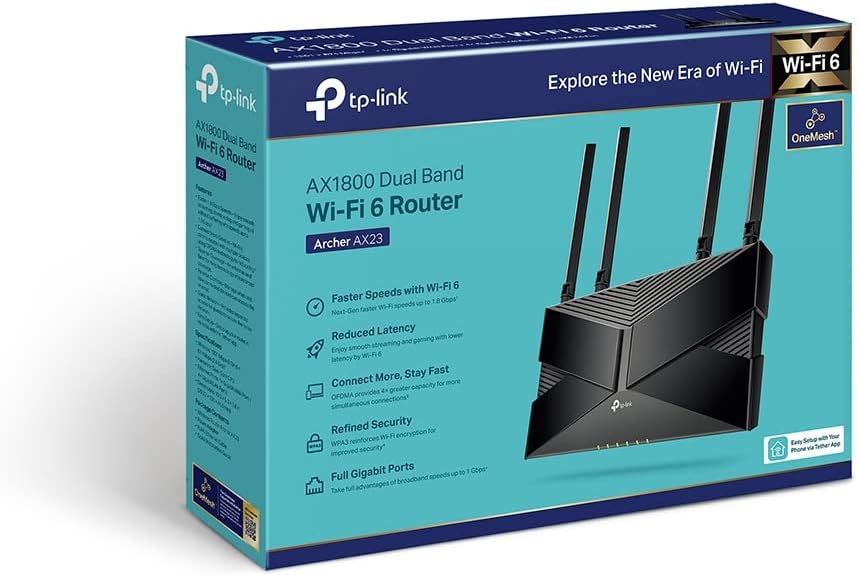 TP-Link AX1800 Dual-Bank WiFi 6 Router, up to 1.8 Gbps, 4 High-Performance Antennas & Beamforming, Gigabit Ports, Parental Controls, Broader Coverage, Gaming & Streaming, Smart Home (Archer AX1800)