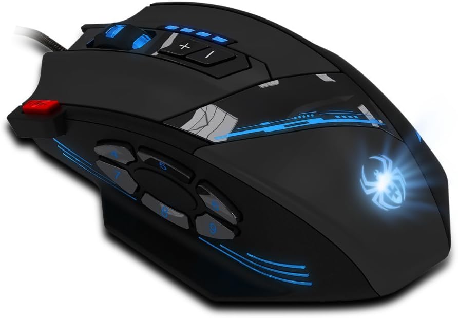 AFUNTA 12 Programmable Buttons Zelotes C12 Gaming Mouse, AFUNTA Laser double-speed adjustment 8000DPI Mice Support 4 level switch