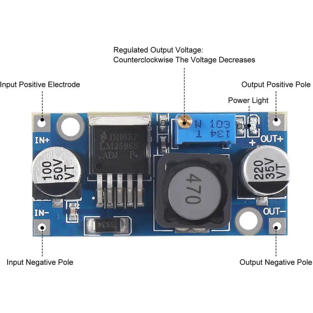 5Pack LM2596 DC-DC Buck Converter Adjustable Step Down Voltage Regulator 3-40V to 1.5-35V High Efficiency Supply Volt