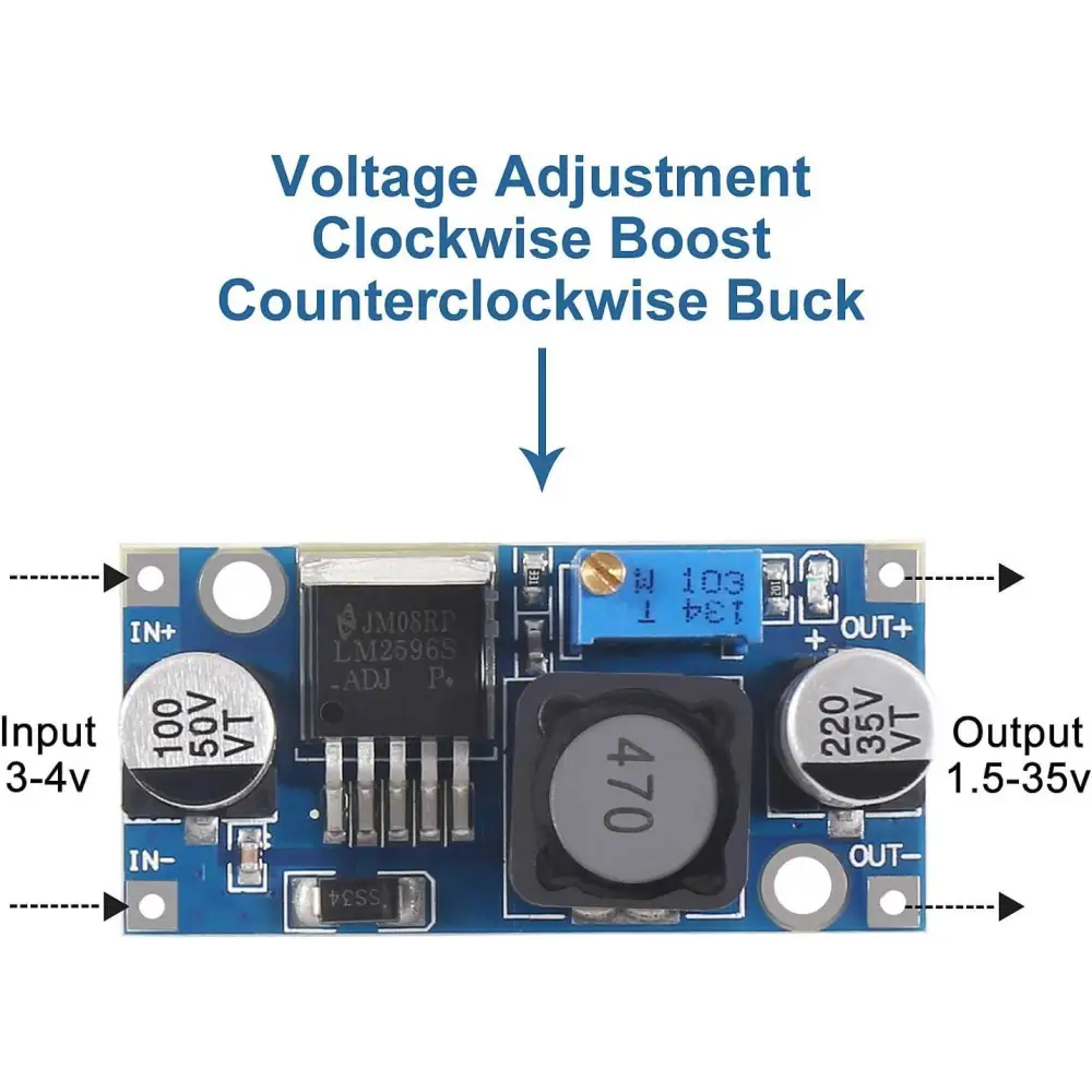 5Pack LM2596 DC-DC Buck Converter Adjustable Step Down Voltage Regulator 3-40V to 1.5-35V High Efficiency Supply Volt